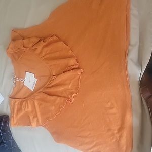 ZARA linen V-neck Top Large NWT